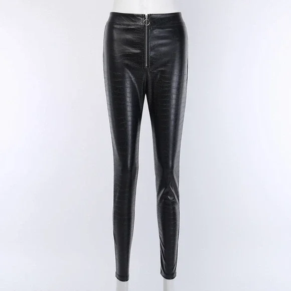 Elastic Waist Tie Zipper Casual Skinny Pants - Picture 6 of 11